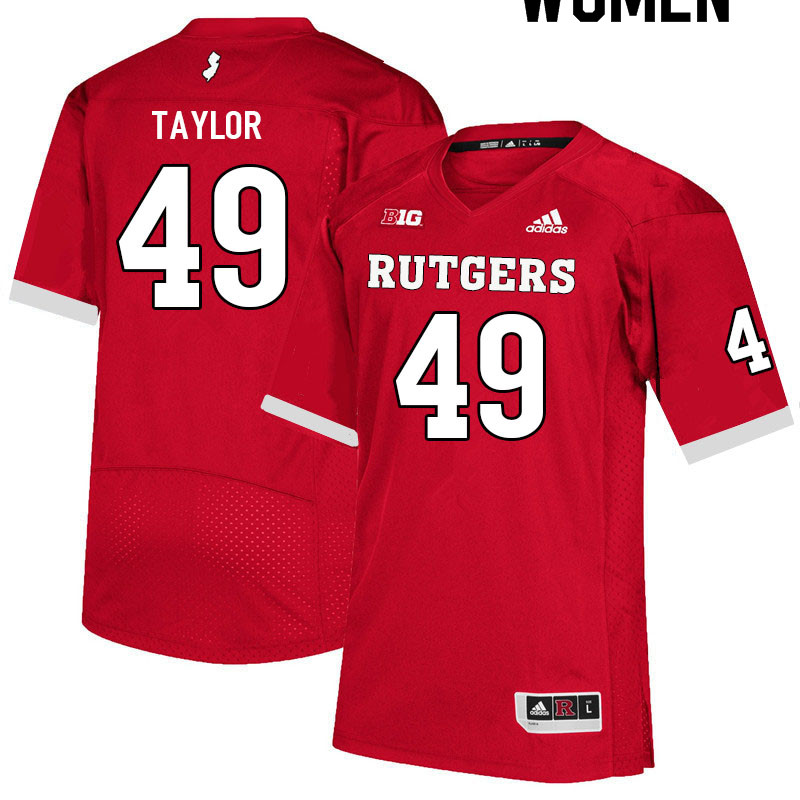 Women #49 Zack Taylor Rutgers Scarlet Knights College Football Jerseys Sale-Scarlet - Click Image to Close